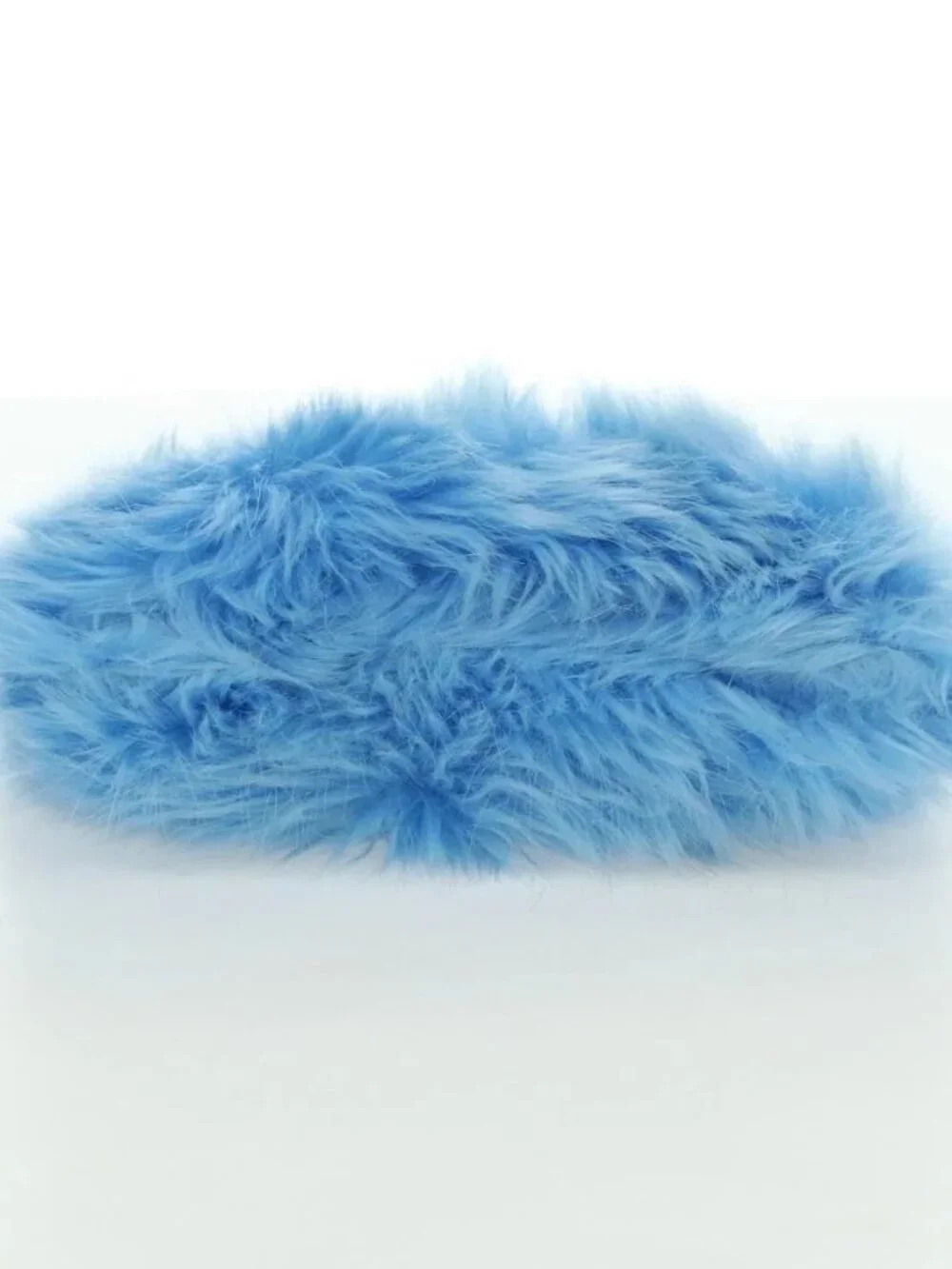 PRADA Clutch Bag Fur Silver Light Blue Auth